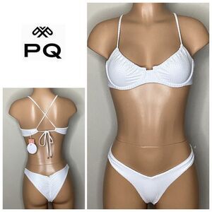 New PQ white teeny high cut bikini. S-top/M-bottom. Retails $169